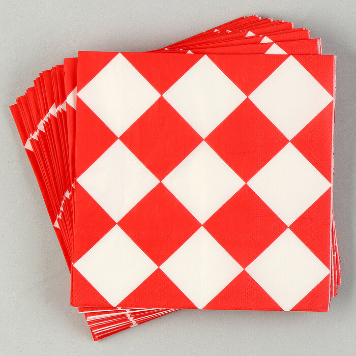 Салфетки бумажные Красные ромбики 33х33 см, набор 20 шт 1 шт