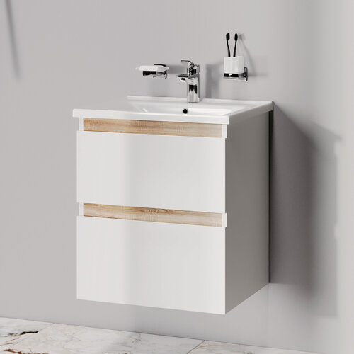 Изображение товара Тумба с раковиной AM.PM, подвесная, белая, 2 выдвижных ящика