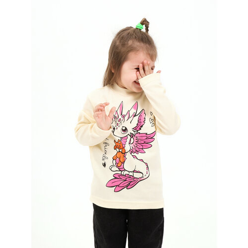 фото Лонгслив лонгслив для девочки модняшечки цвет молочный, размер 122 - 68, экрю ип федотовская н.в.