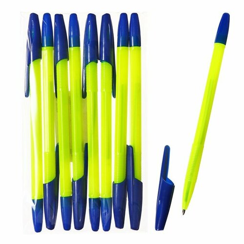 Набор ручек шариковых 8 штук LANCER Office Style 820, узел 1.0 мм, синие чернила на масляной основе, корпус желтый (комплект из 16 шт)