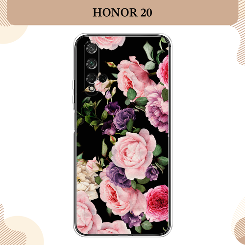 Силиконовый чехол Пионы на черном на Honor 20 / Хонор 20 силиконовый чехол пионы на honor 20