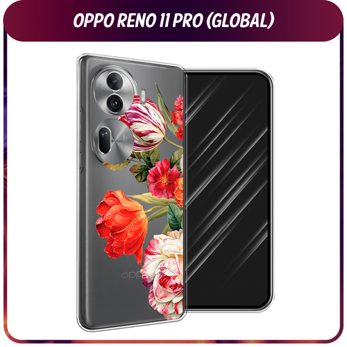Силиконовый чехол на Oppo Reno 11 Pro (Global) / Оппо Рено 11 Про Глобал Весенний букет, прозрачный силиконовый чехол на oppo reno 11 pro global оппо рено 11 про глобал большой китайский дракон прозрачный
