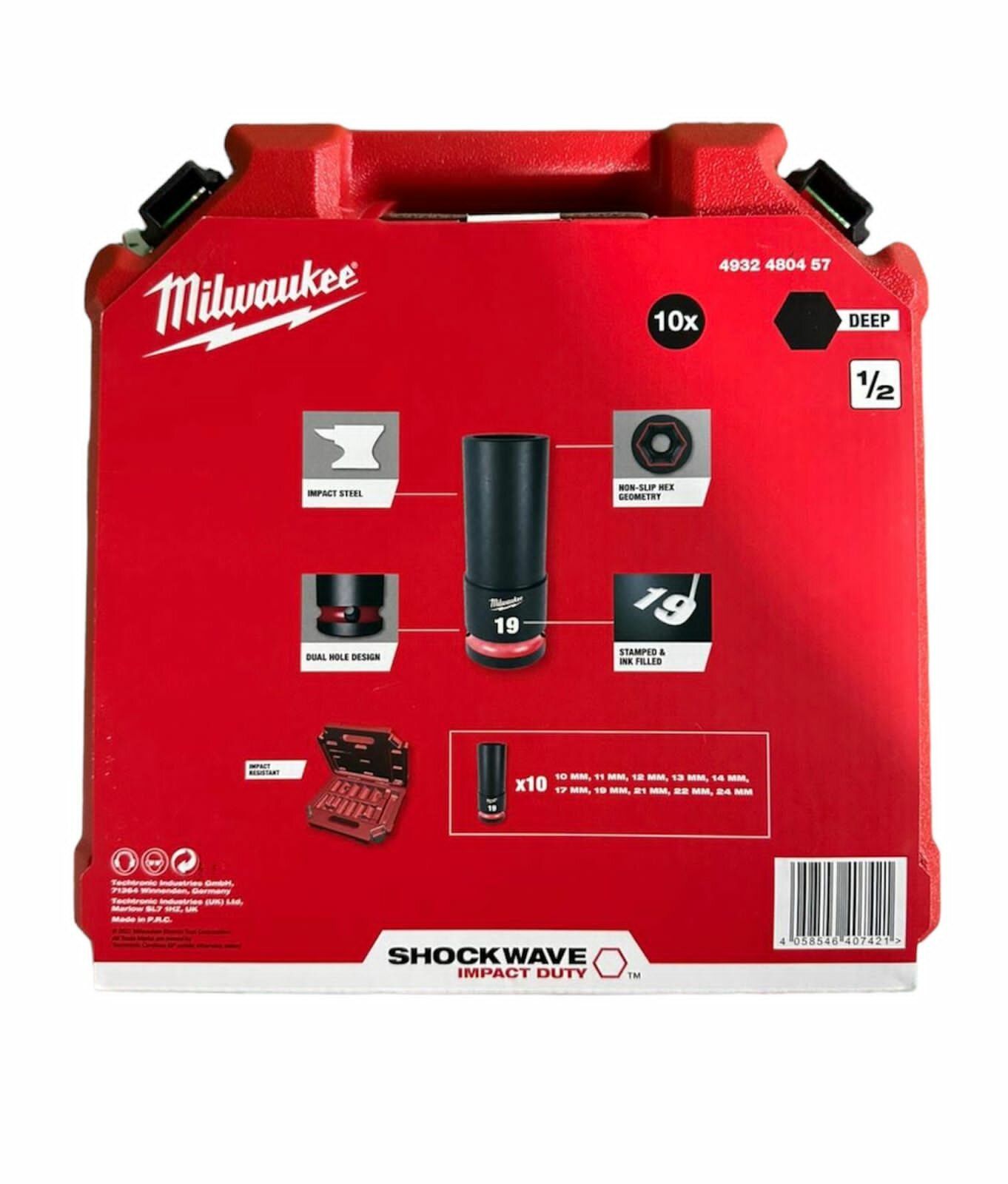 Набор ударных головок Milwaukee Shockwave IMPACT DUTY SETS II 1/2", 10 штук, - фото №5