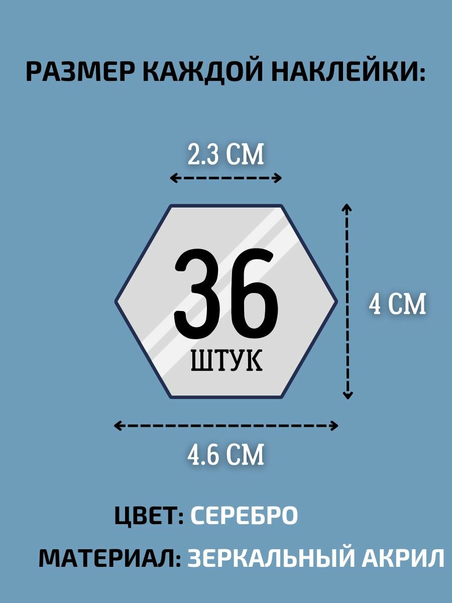 Наклейки интерьерные Anshery зеркальные акриловые соты — фото 1