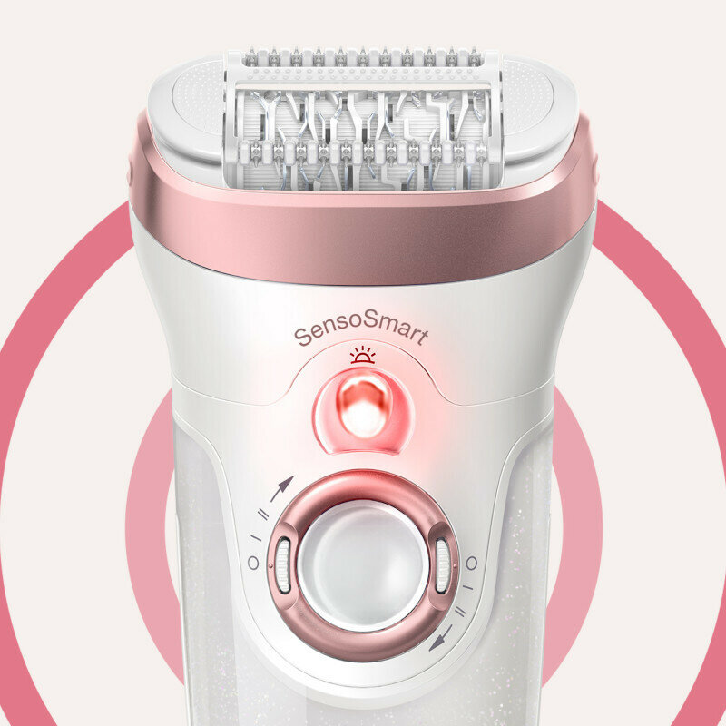 Эпилятор Braun Silk-epil 9 SensoSmart SES 9-855 с щёточкой для лица белый/розовый - фото №17