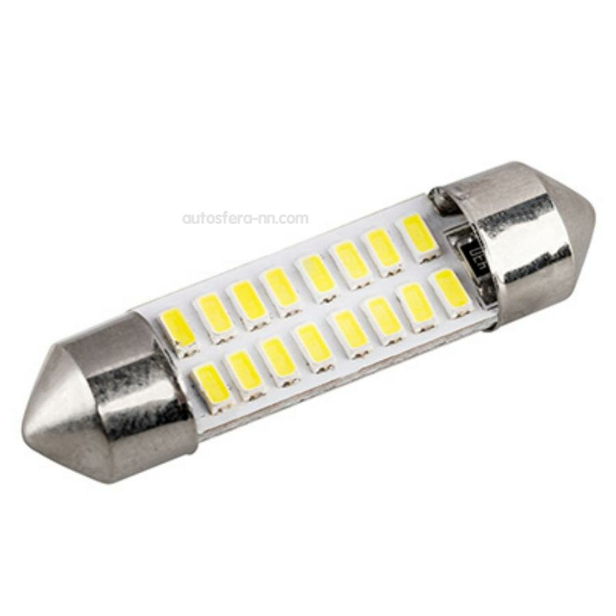 SKYWAY S08201493 Лампа диод T11(C5W) 12V 16SMD диодов 1-конт 36мм Белая Салон номер; SKYWAY