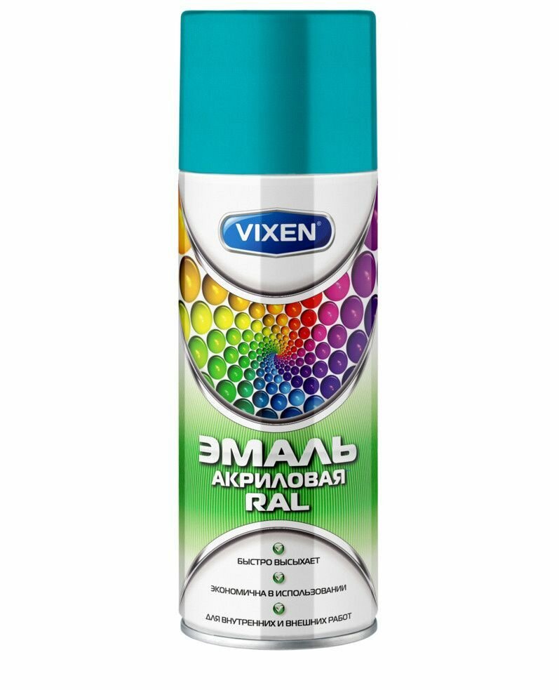 Эмаль акриловая 520 мл аэрозоль VIXEN RAL5018 бирюзово-синий VX35018