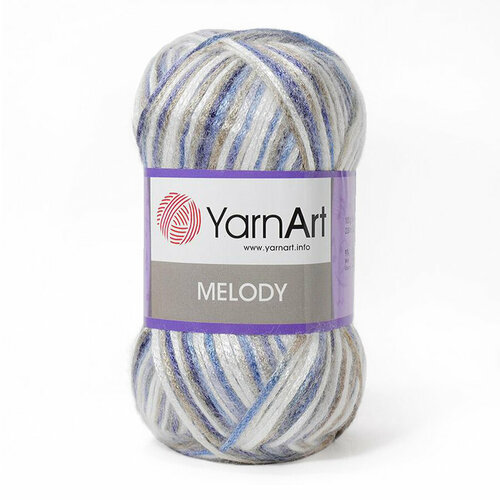 Пряжа для вязания YarnArt Melody, 5 шт, цвет: белый, бежевый, голубой, состав: 9% Шерсть, 70% Полиамид, 21% Полиакрил, 100 гр/230 м