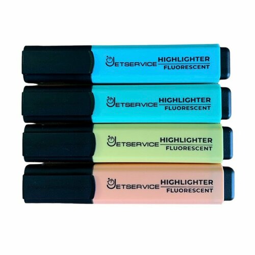 Набор текстовыделителей Jetservice Pastel Fluores, 4 цвета, 1-5 мм