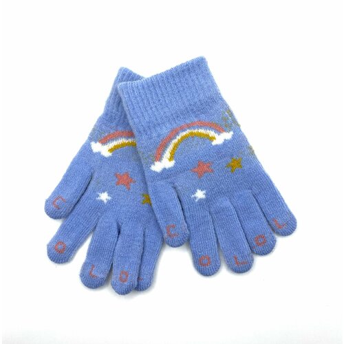 фото Перчатки , размер 5, 6-8 лет, голубой корона gloves
