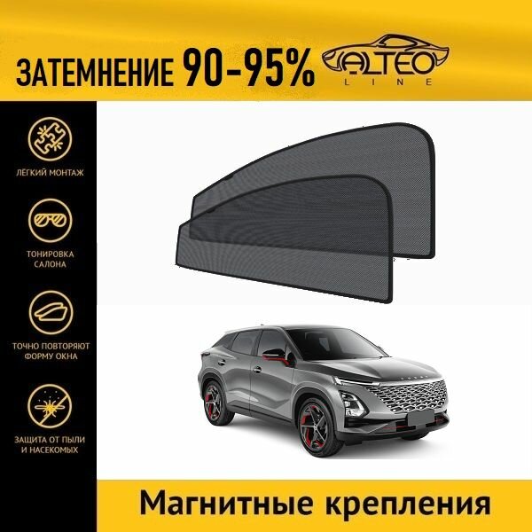 Автошторки ALTEO PREMIUM на Omoda C5, 1 (2021-н. в.) на передние двери на магнитах с затемнением 90-95%/каркасные автошторки Omoda C5/солнцезащитный экран/шторки в авто/шторки в машину