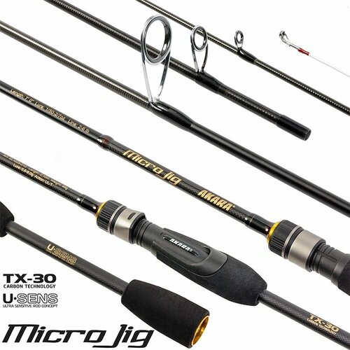 фото Akara спиннинг штекерный угольный 2 колена akara sl1003 micro jig 762ul-t tx-30 (0,6-8) 2,3 м