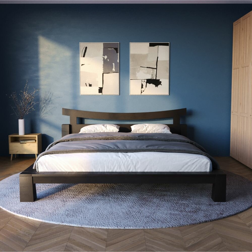Кровать двуспальная массив 160x190 Йошико цвет Венге