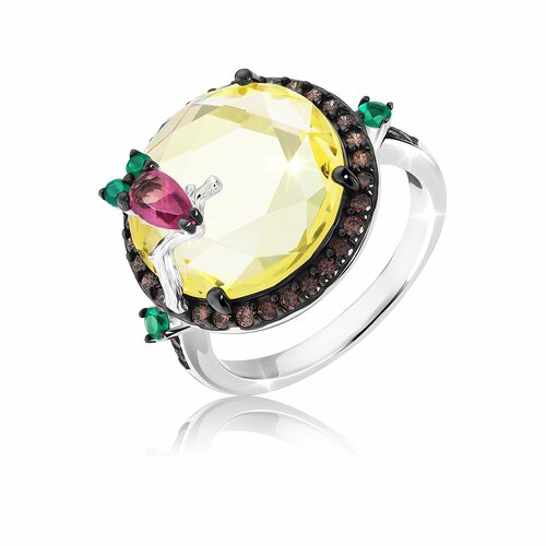 фото Кольцо valtera, серебро, 925 проба, фианит, кварц синтетический, серебряный