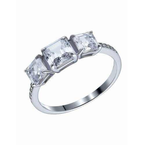 фото Перстень серебряное кольцо 925 пробы с фианитами, серебро, 925 проба, родирование, фианит, серебряный, бесцветный uvi ювелирочка