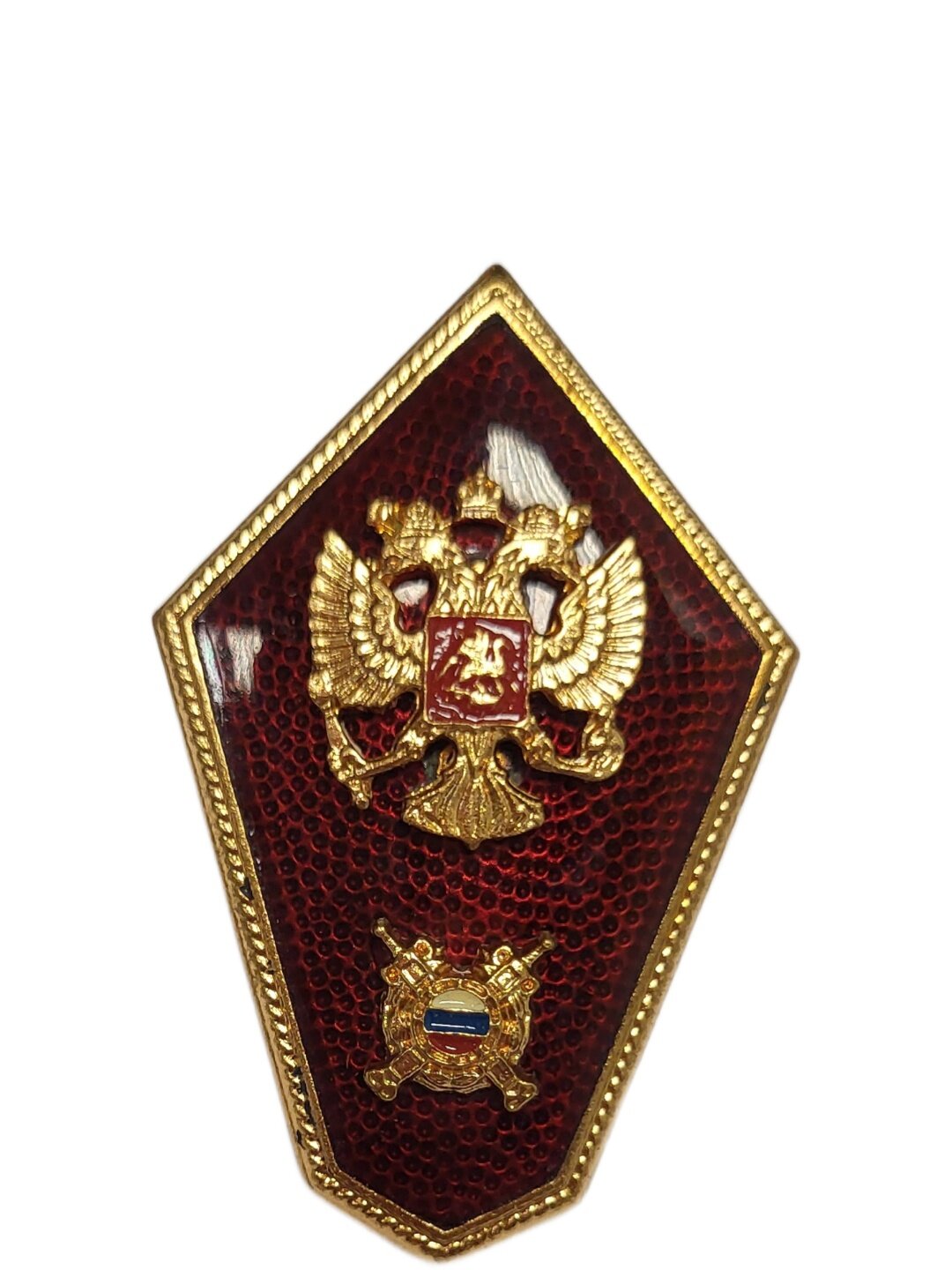 Знак СУЗ МВД 6 угольный Красный горячая эмаль, тяжелый