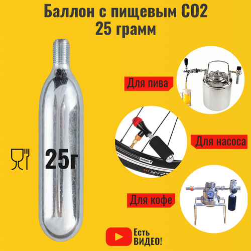 комплект для накачки колёс со2 topeak co2 bra co2 inflator Баллон CO2 25 грамм для разлива пива. Баллон с пищевой углекислотой для карбонизации.