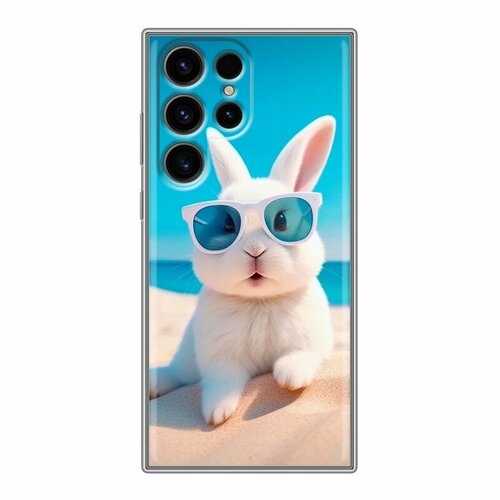 Дизайнерский силиконовый чехол для Самсунг С24 Ультра / Samsung Galaxy S24 Ultra Кролик в очках на пляже дизайнерский силиконовый чехол для самсунг с24 ультра samsung galaxy s24 ultra девушка в шляпе
