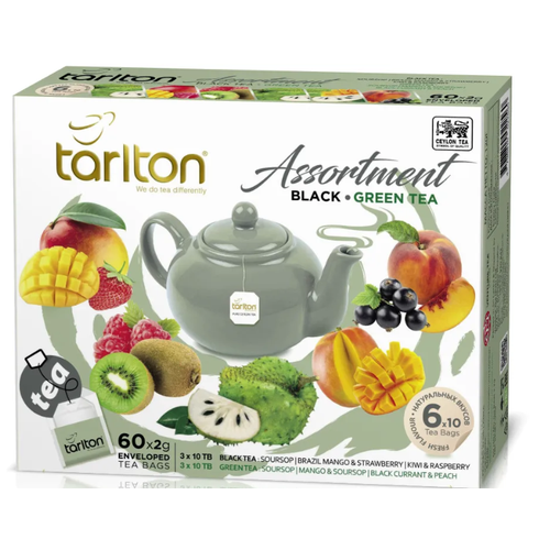 Чай чёрное и зелёное ассорти Tarlton 60 пакетов