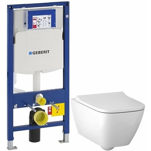 Комплект подвесной унитаз Geberit Smyle Square 500.683.00.2 + система инсталляции Geberit 111.300.00.5 комплект подвесной унитаз geberit smyle square 500 683 01 1 система инсталляции geberit 458 125 21 1