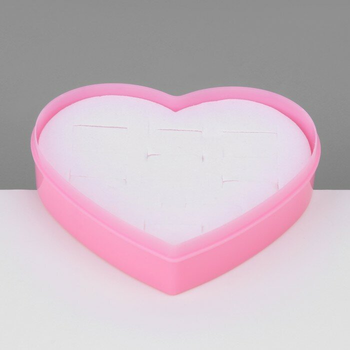 Органайзер для украшений «Шкатулка сердце» 12 мест, пластик, 8,5×8,5×2,5 см, цвет розовый