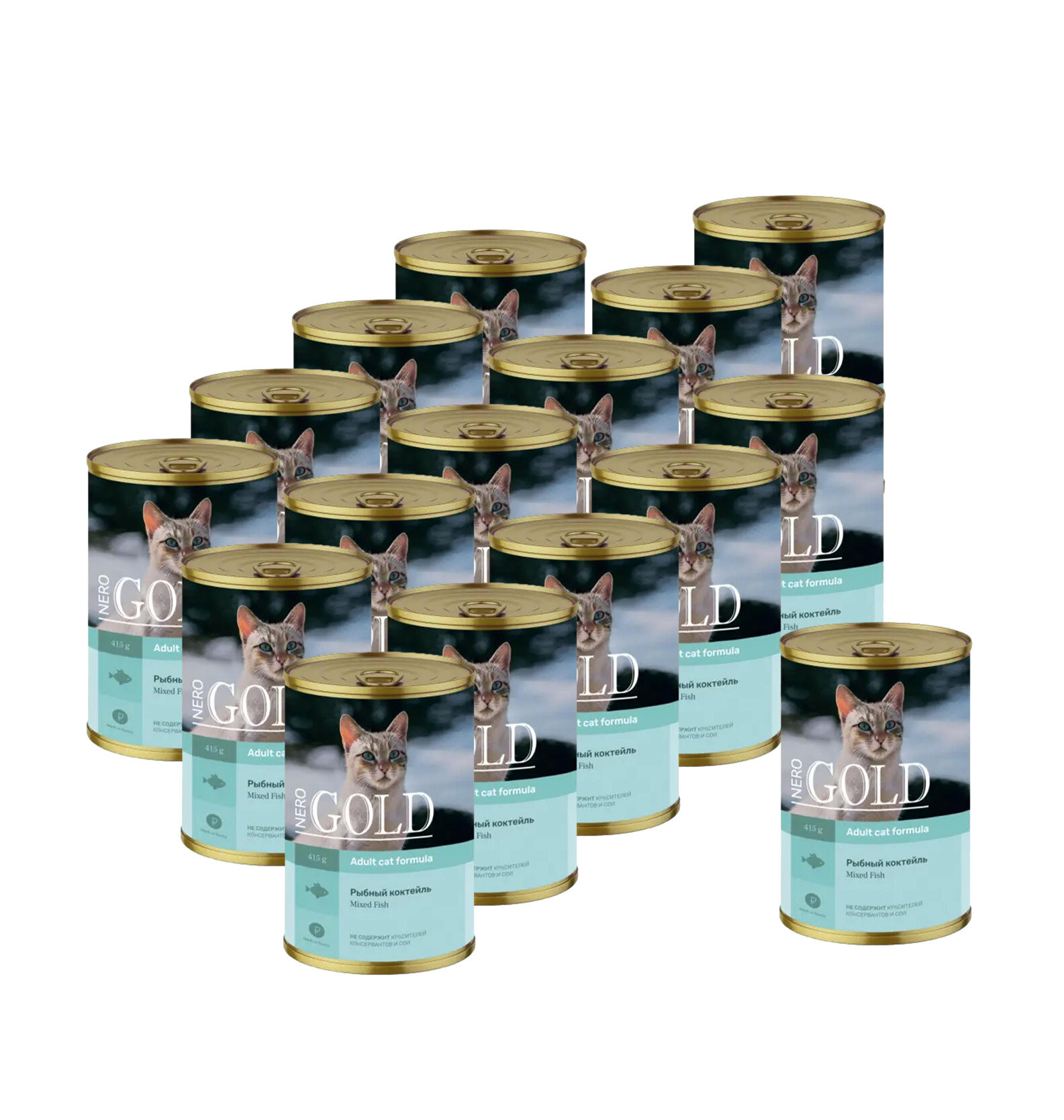 Nero Gold консервы для кошек с рыбой, кусочки в желе - 415 г х 16 шт.