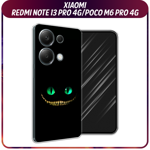 защищенный чехол для poco m6 pro 4g xiaomi redmi note 13 pro 4g защищенный чехол для поко м6 про 4джи сяоми редми ноте 13 про 4джи df poarmor 03 black Силиконовый чехол на Xiaomi Redmi Note 13 Pro 4G/Poco M6 Pro 4G / Сяоми Редми Нот 13 Про 4G/Поко М6 Про 4G Зеленоглазый чеширский кот