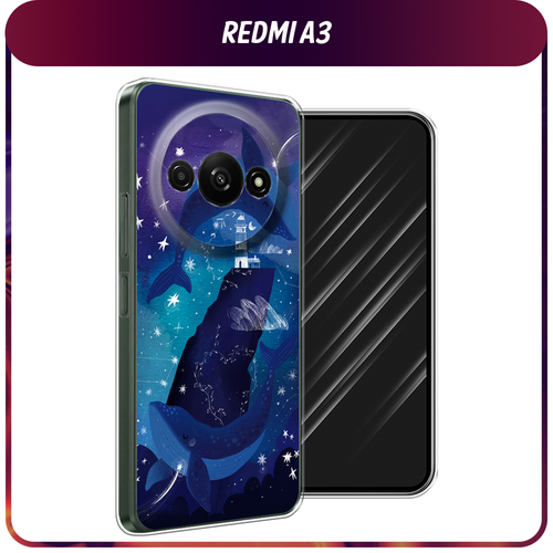силиконовый чехол на xiaomi redmi a3 poco c61 сяоми редми а3 поко с61 овчарка в ладошках прозрачный Силиконовый чехол на Xiaomi Redmi A3/Poco C61 / Сяоми Редми А3/Поко С61 Ночные киты