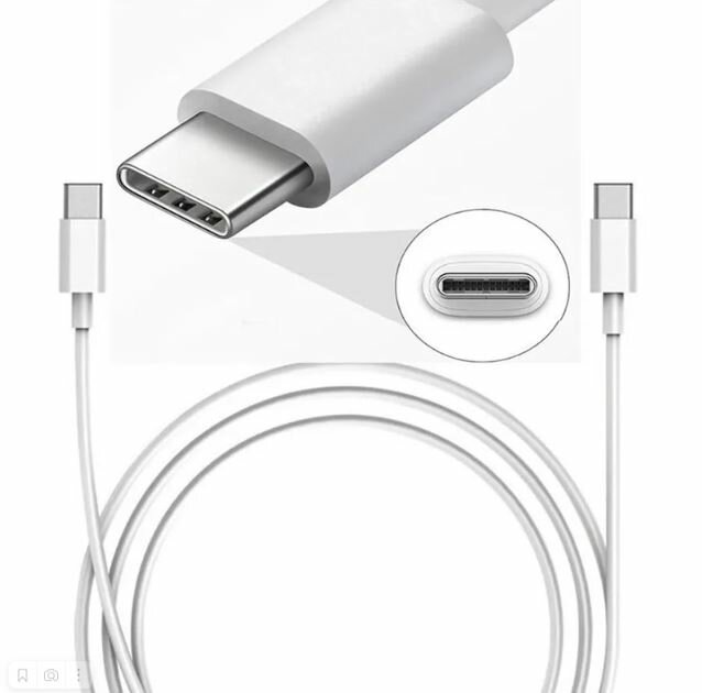 Быстрое зарядное устройство для iPhone, iPad, AirPods /Два порта USB / Адаптер питания мощностью 50 W + кабель Type-C - Type-C / Белый — фото 1