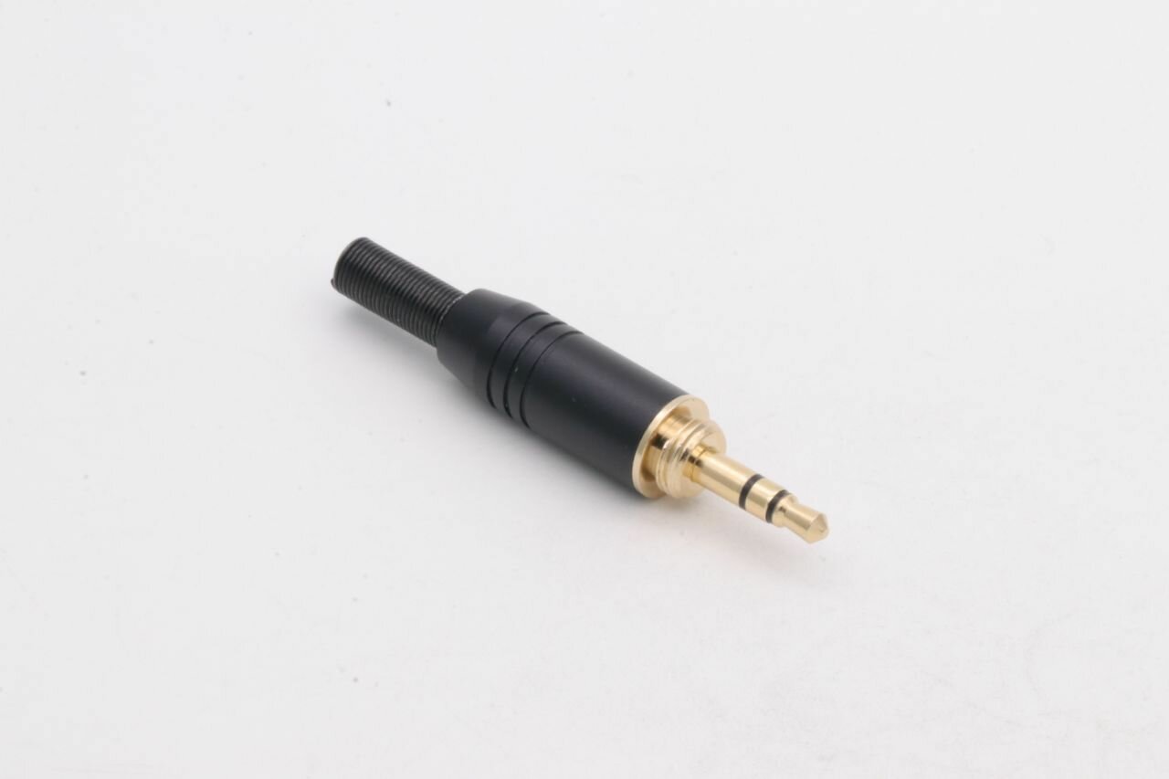 Позолоченный резьбовой черный штекер Jack 3.5 мм TRS (стерео) кабельный разъем
