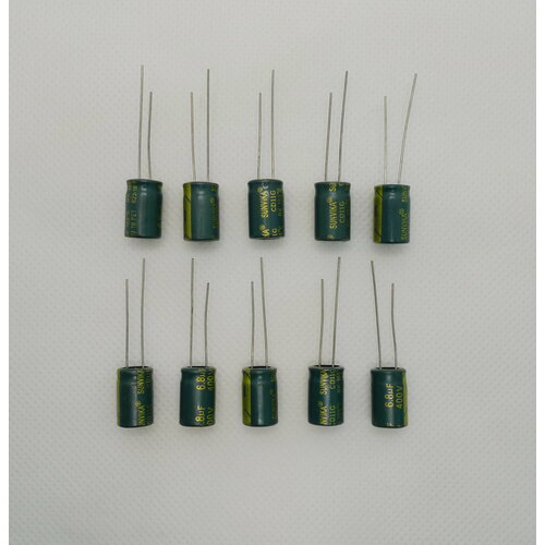 400V, 6.8 uF, +-20%, 8*12 мм, алюминиевый электролитический конденсатор (комплект 10 шт)