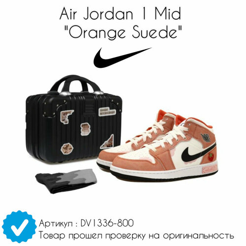 Кроссовки NIKE Air Jordan 1 Mid, размер 38 EU, оранжевый, розовый кроссовки jordan air jordan 1 mid размер 41 eu черный серый