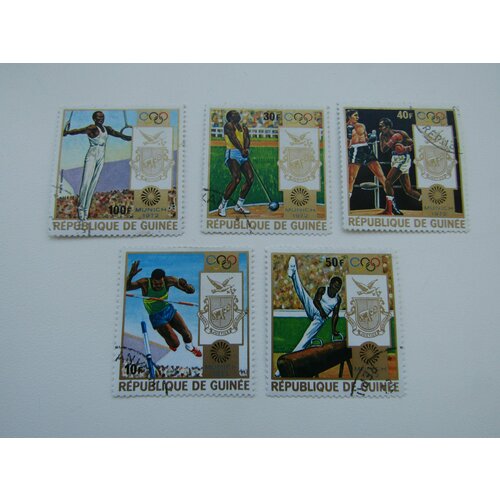 Марки. Спорт. Гвинея. 1972. Олимпиада, 5 штук марки спорт гдр олимпиада 1972 6 штук