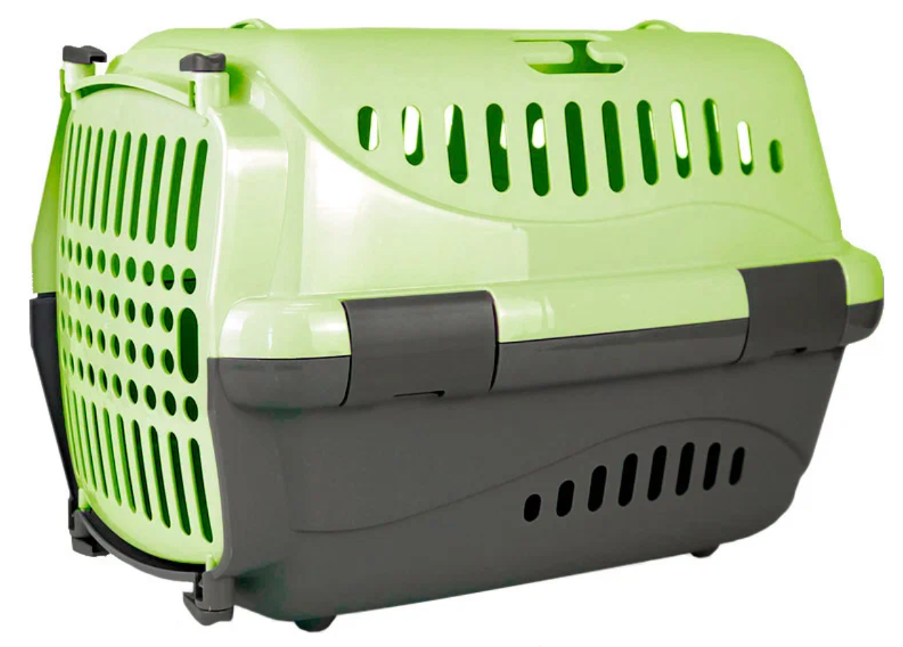 фото Zooexpress клиппер-переноска для животных "Турне", с металлической дверцей, зеленая, 42х29,5х26 см (S)