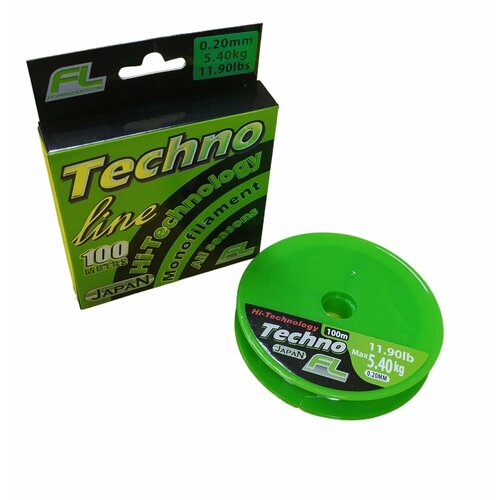фото Леска рыболовная techno fl 100m d = 0.20mm разрывная нагрузка 5.40 кг
