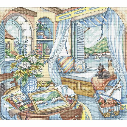 Набор для вышивания LetiStitch 'Вид у окна' 33*29см