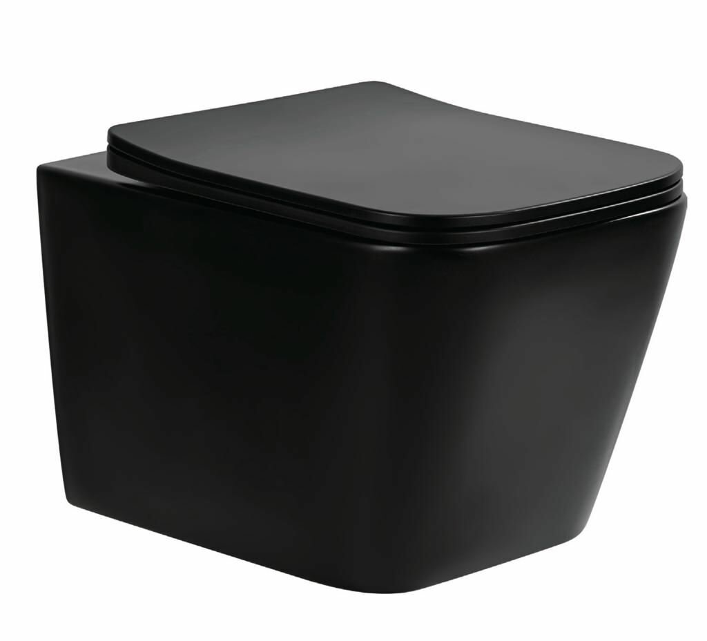 Унитаз Vinsent Veron Cube(черный матовый) подвесной безободковый с крышкой и микролифтом