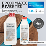 Эпоксидная смола для творчества EpoximaxX RIVERTEK прозрачная и отвердитель без запаха, слой 2 см, для заливки столешниц и ремонта - изображение