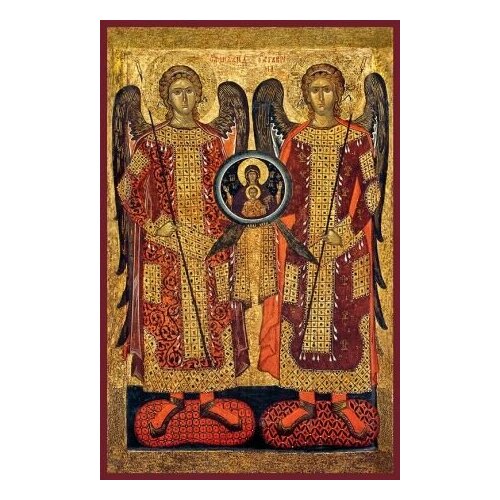 Икона Гавриил (Гаврил) и Михаил Архангелы архангелы михаил и гавриил икона в рамке 17 5 20 5 см