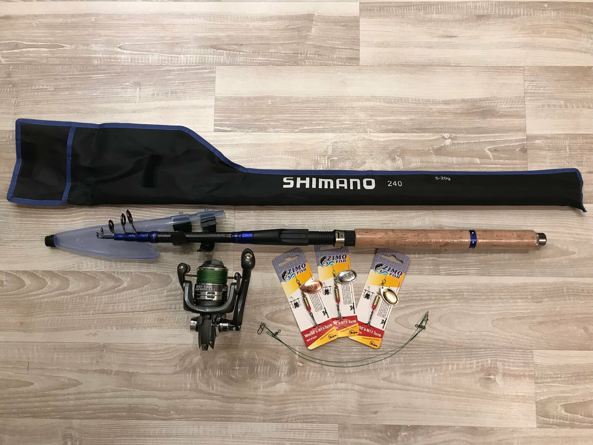 Спиннинг "Shimano" телескопический в сборе 240см 5-20г