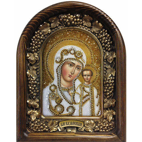 Икона Пресвятой Богородицы Казанская, из бисера, ручная работа, 11х14 см