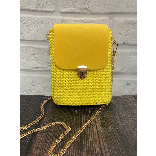 фото Сумка барсетка jew0080, фактура вязаная, желтый katyjewart
