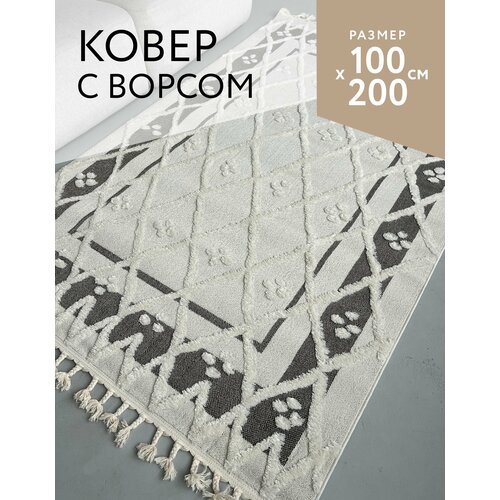 фото Ковер 100х200 комнатный с бахромой на пол laxmi