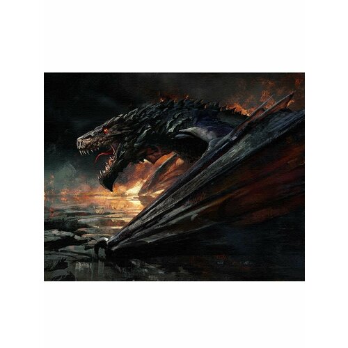 Картина готовая на холсте, 40x50, дракон, c подрамником