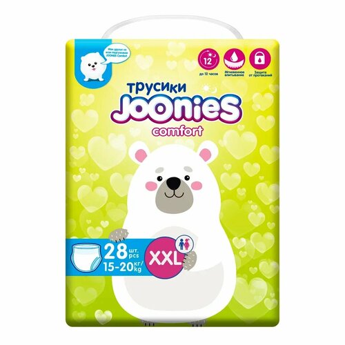 фото Joonies трусики comfort xxl, 15-20 кг, 28 шт., прозрачный