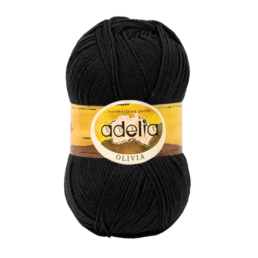 Пряжа ADELIA "OLIVIA" 60% акрил, 40% шерсть 100 г 250 м №02 черный