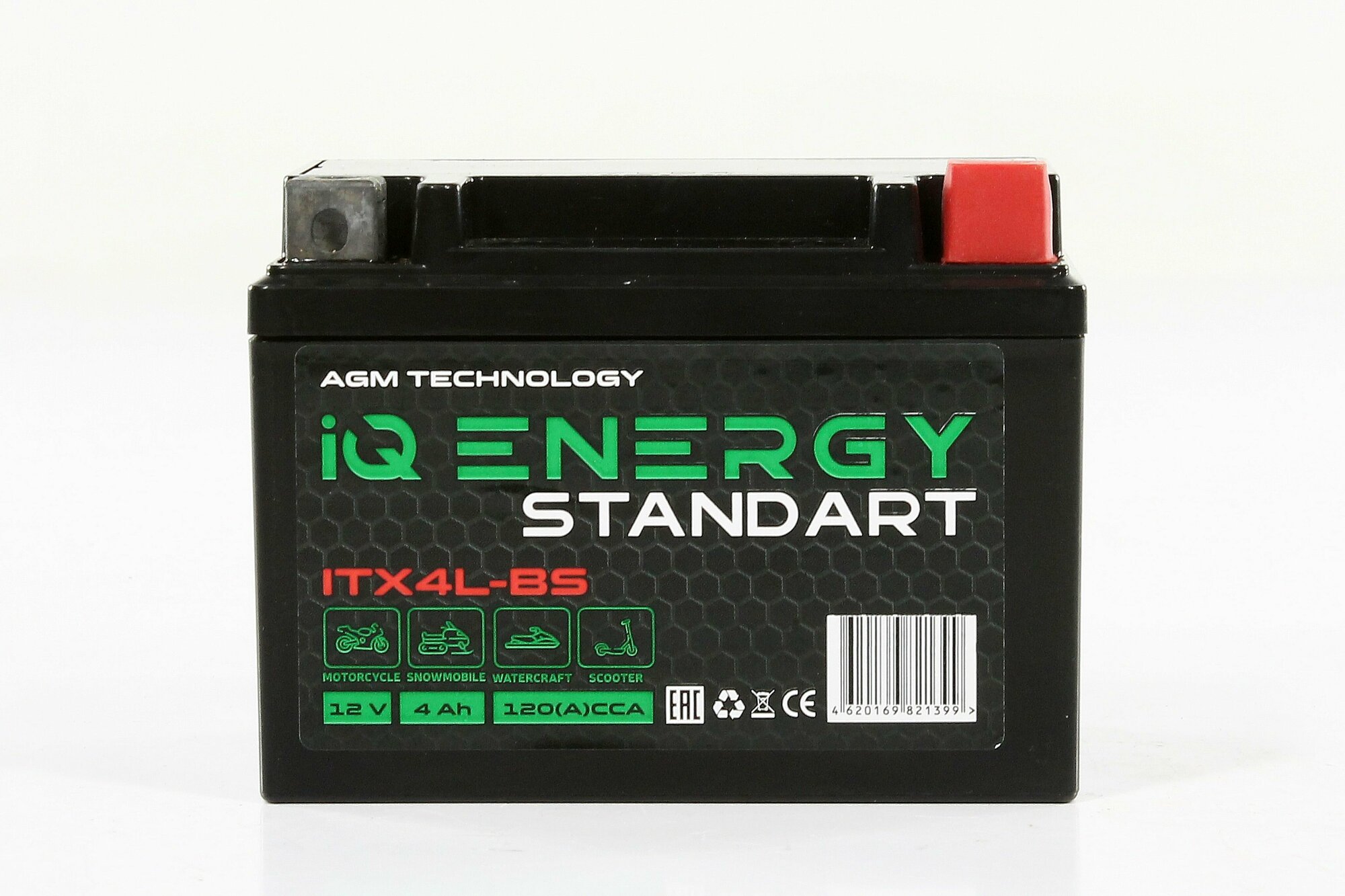 Мото аккумулятор IQ Energy 4 Ah 110А (CT 1204, YTX4L-BS)