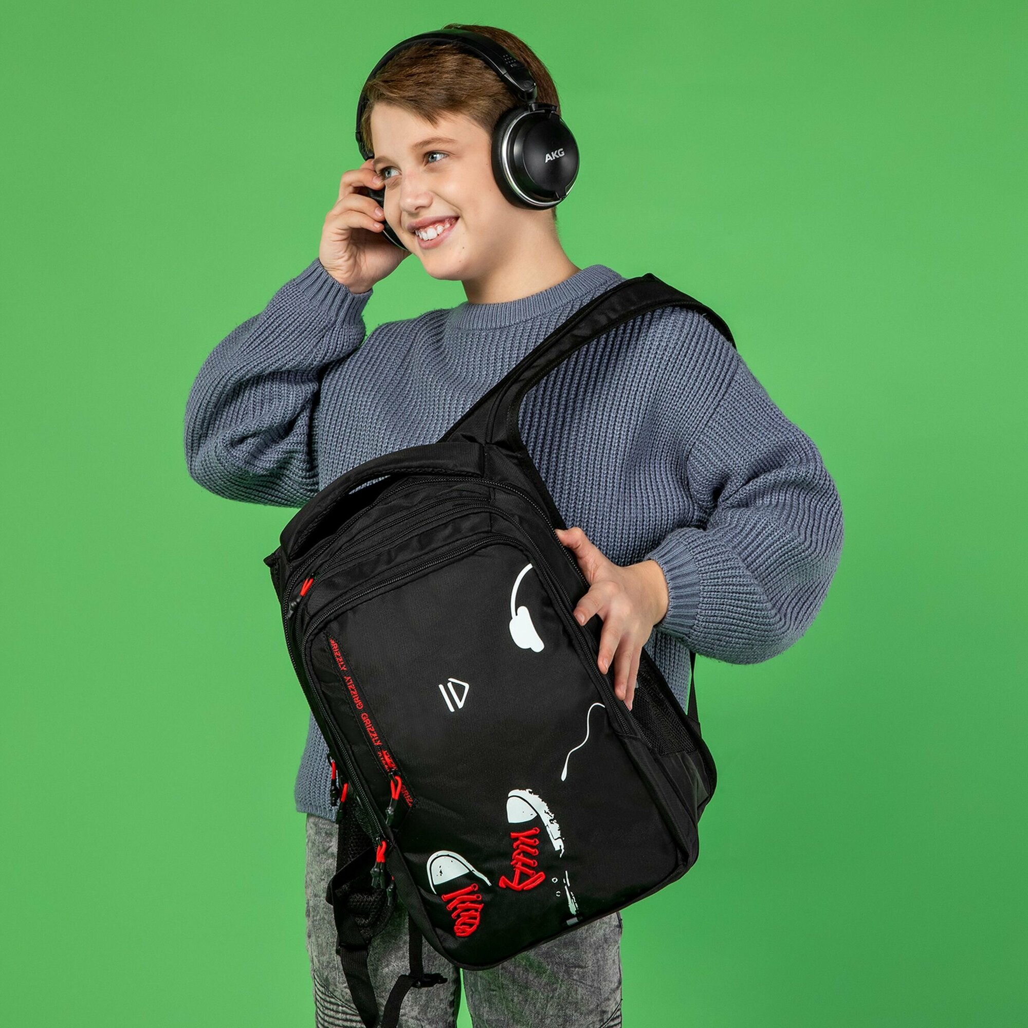 Вместительный школьный рюкзак GRIZZLY (мужской) - сохраняет правильную осанку RU-438-2/2