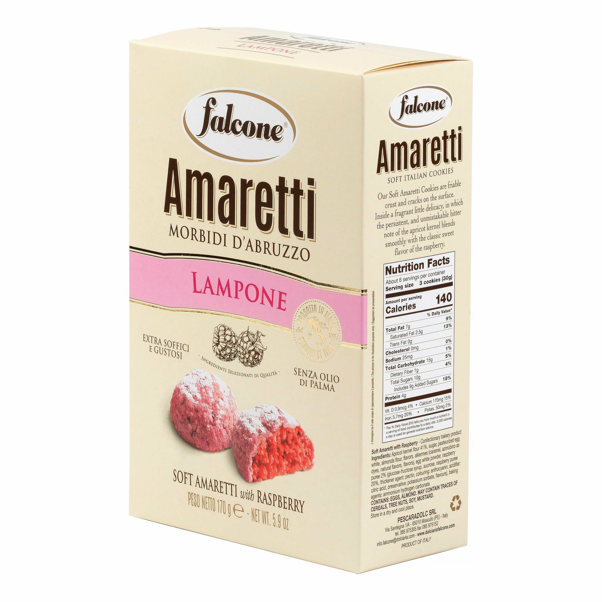 Печенье Falcone Amaretti сахарное со вкусом малины, 170 г