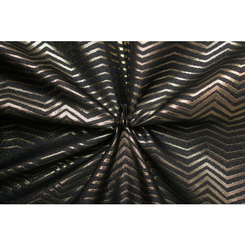 Ткань Парча-жаккард золотой зигзаг на черном, ш146см, 0,5 м